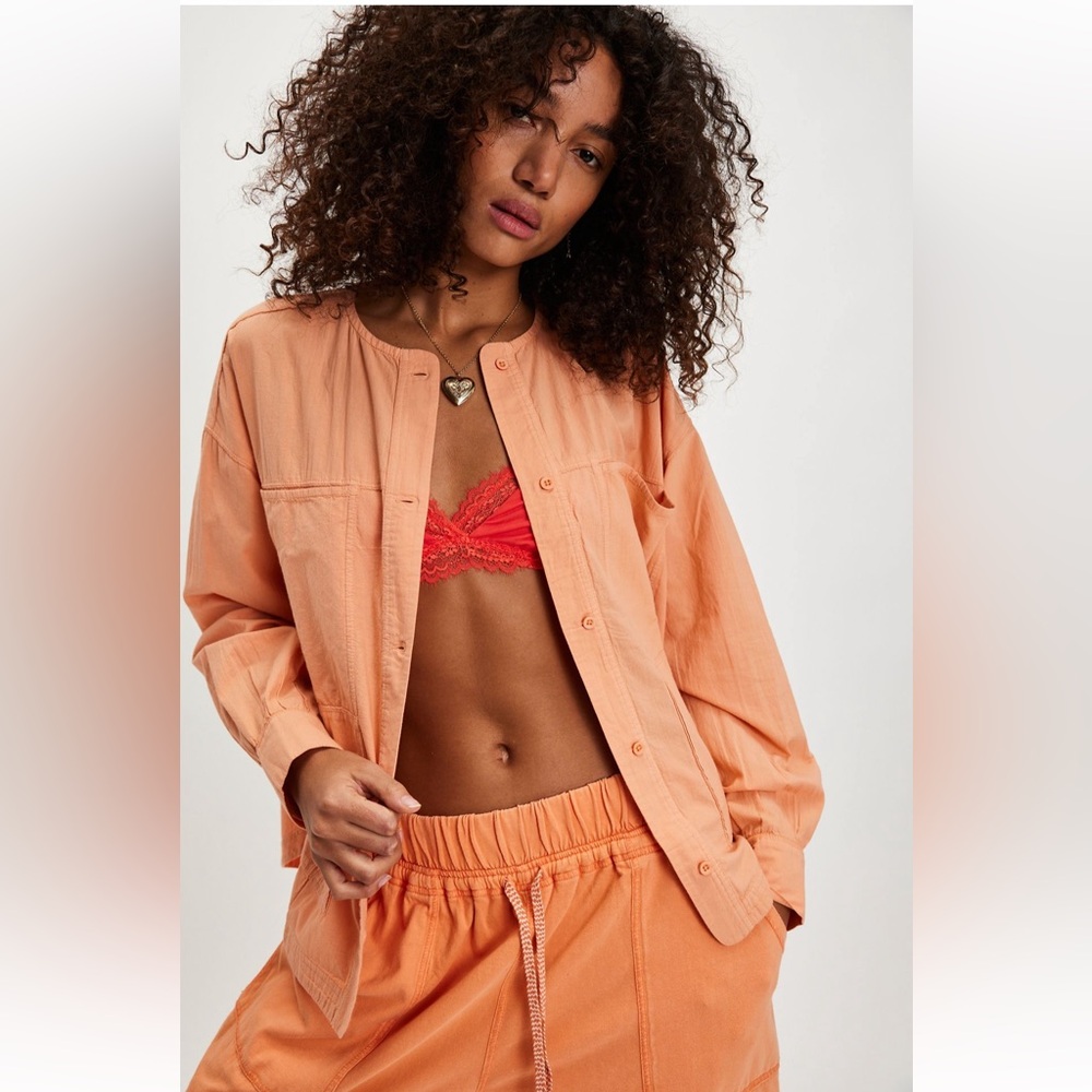 FREE PEOPLE Golden Hour House Shirt - Melon - NWT Retail $78